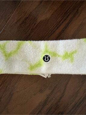 lululemon athletica White Headband with Lime Accent never used